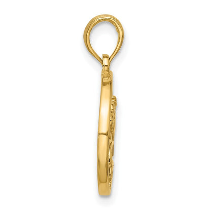 14k Yellow Gold Polished Round Cancer Pendant for Women