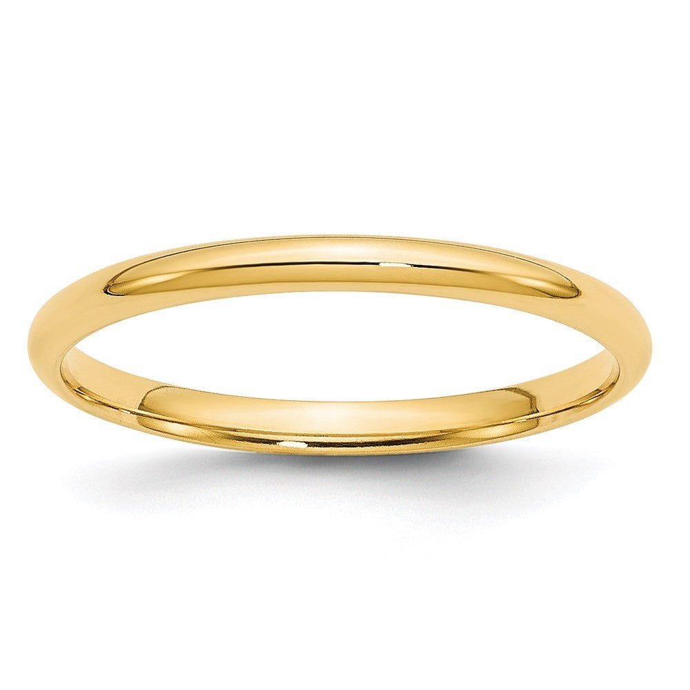 14k Yellow Gold  2mm Lightweight Comfort Fit Wedding Band Ring Size 7.5