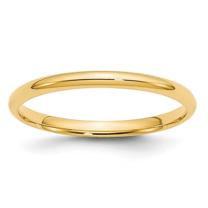 14k Yellow Gold  2mm Lightweight Comfort Fit Wedding Band Ring Size 7.5