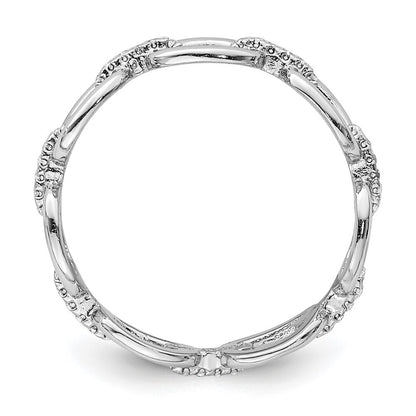 Sterling Silver Rhodium-plated Cubic Zirconia Bars & Oval Links Band Size 6