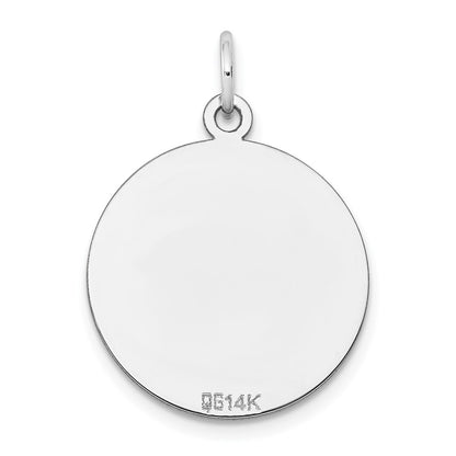 14k White Gold Plain .027 Gauge Round Engravable Disc Charm