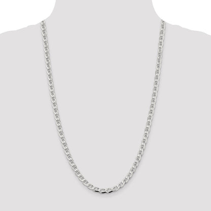 Sterling Silver 5.7mm Diamond-cut Flat Anchor Curb Chain