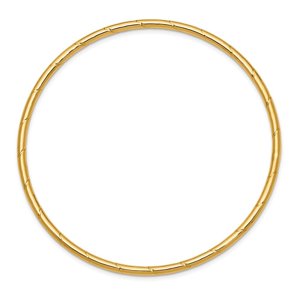 14k Yellow Gold Polished Grooved 2.50mm Slip-on Round Bangle Bracelet