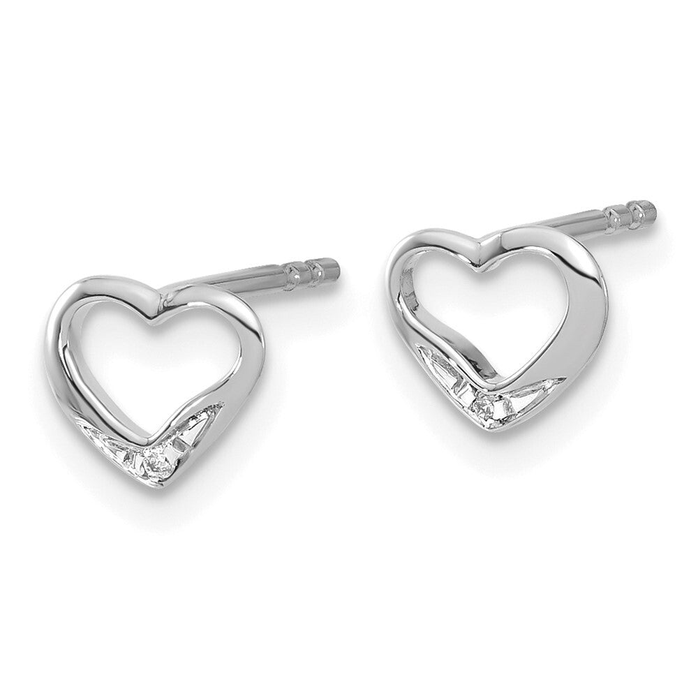14k White Gold Diamond Heart Stud Earrings Gift for Women
