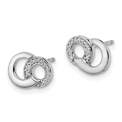 14k White Gold Diamond Circles Earrings