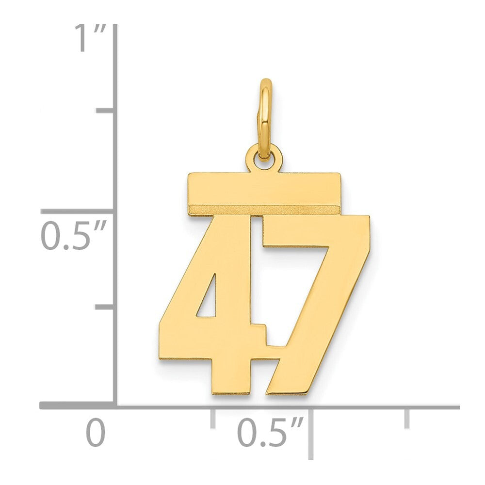 14k Yellow Gold Small Polished Number 47 Charm Pendant for Women