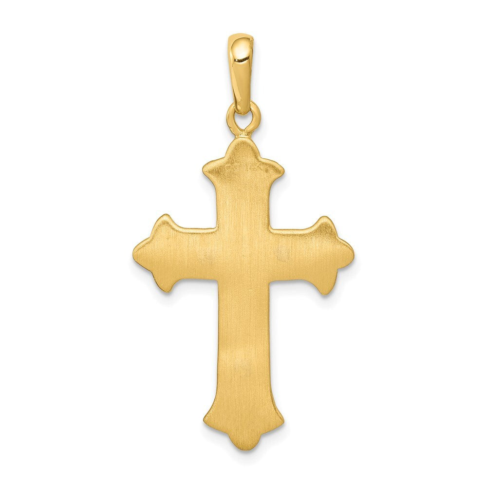14k Two-tone Gold Fleur De Lis Cross Pendant for Women