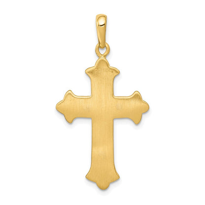 14k Two-tone Gold Fleur De Lis Cross Pendant for Women