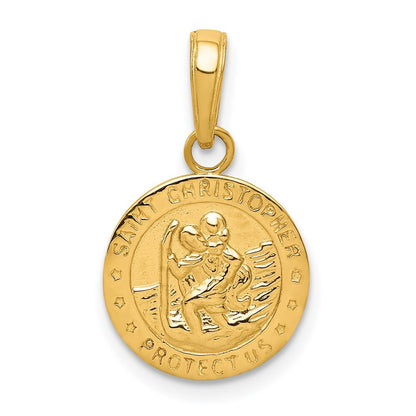 14k Yellow Gold Saint Christopher Medal Charm Pendant for Women