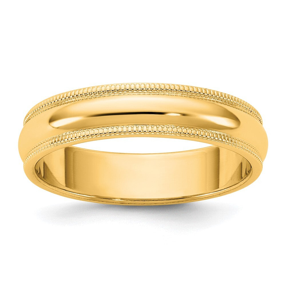 14K Yellow Gold 4.5mm Milgrain Half Round Band Size 6