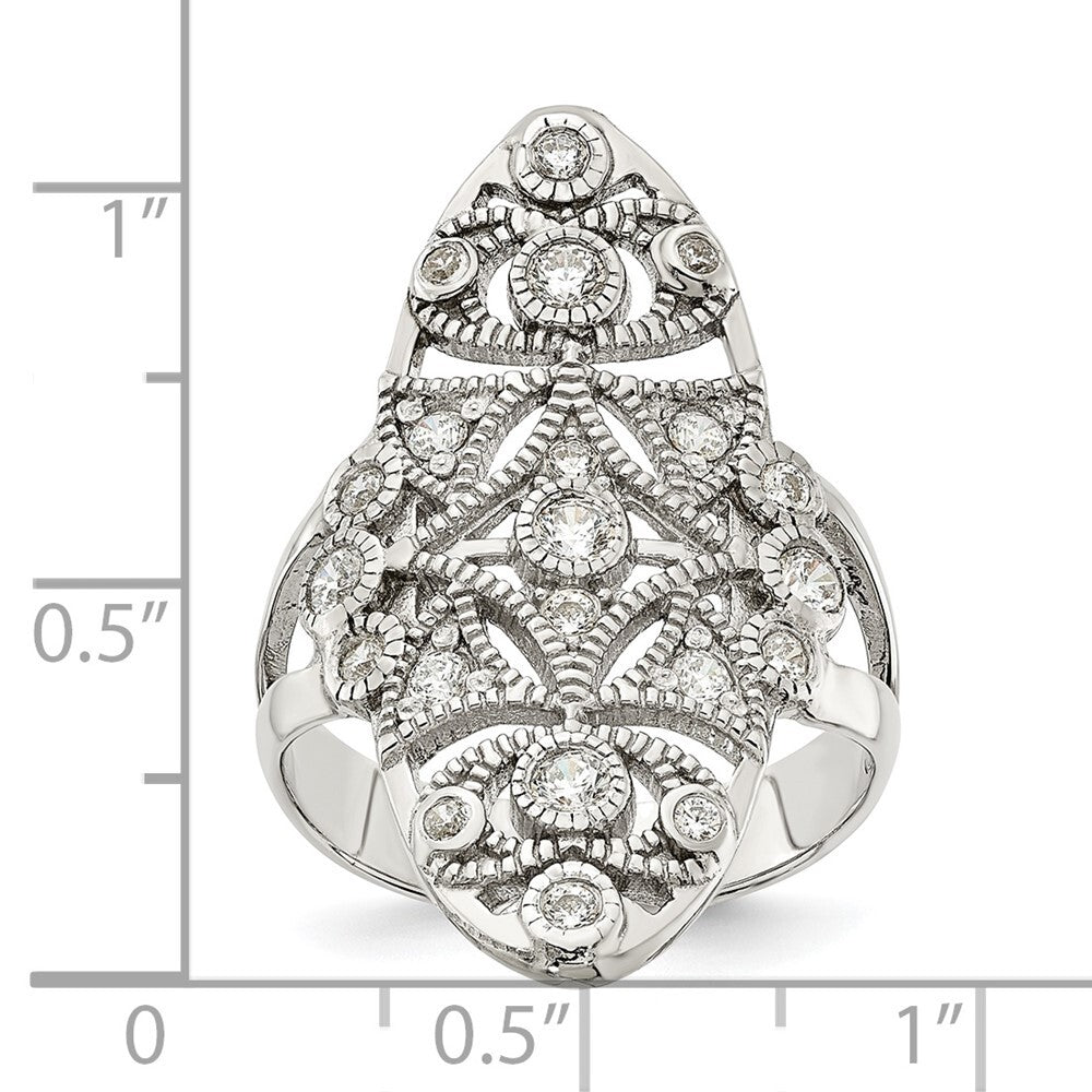 Sterling Silver Polished Fancy CZ Ring Size 6