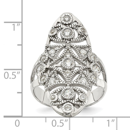 Sterling Silver Polished Fancy CZ Ring Size 6