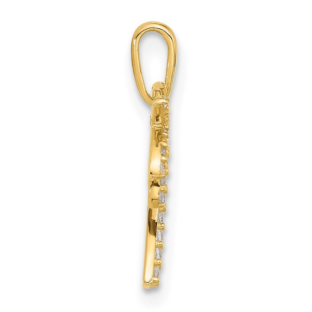 14k Yellow Gold Polished CZ Palm Tree Pendant