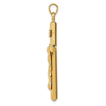 14k Yellow Gold Hollow Crucifix Pendant