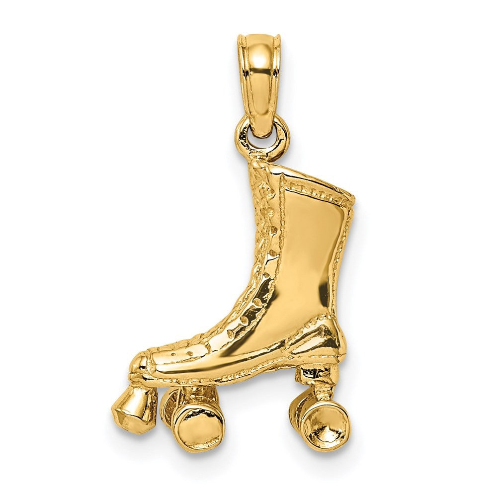 14k Yellow Gold 3-D Roller Skate Charm