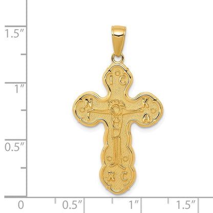 14k Yellow Gold Satin Crucifix Pendant