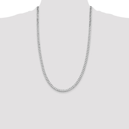 Sterling Silver Rhodium-plated 5mm Beveled Curb Chain