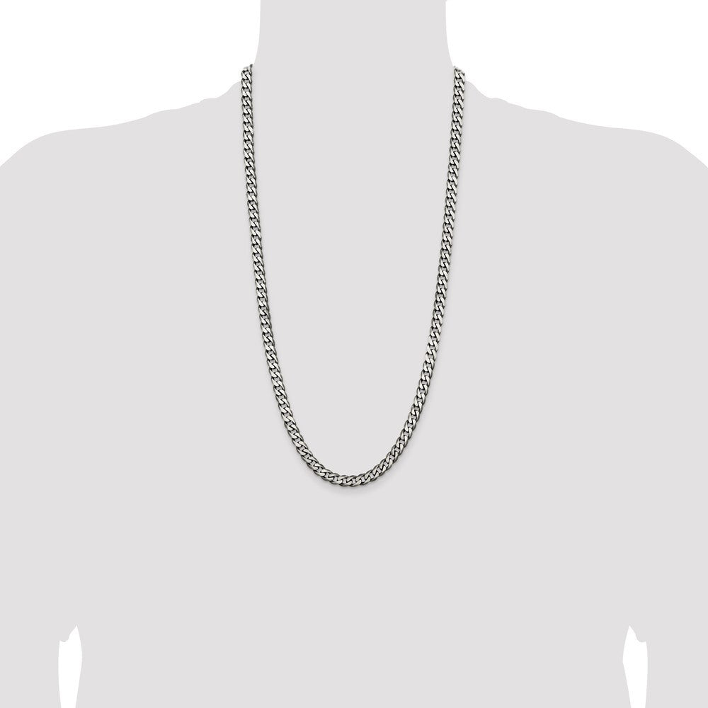 Sterling Silver Antiqued 6.5mm Curb Chain