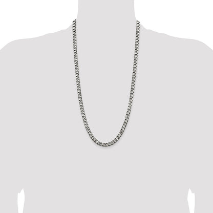 Sterling Silver Antiqued 6.5mm Curb Chain