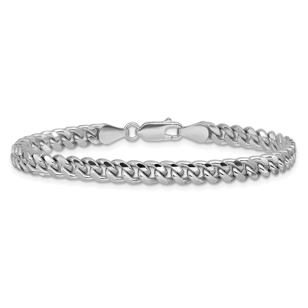 Sterling Silver Rhodium-plated 5mm Domed w/ Side Diamond-Cut Curb Chain Bracelet