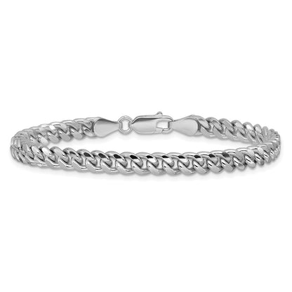 Sterling Silver Rhodium-plated 5mm Domed w/ Side Diamond-Cut Curb Chain Bracelet