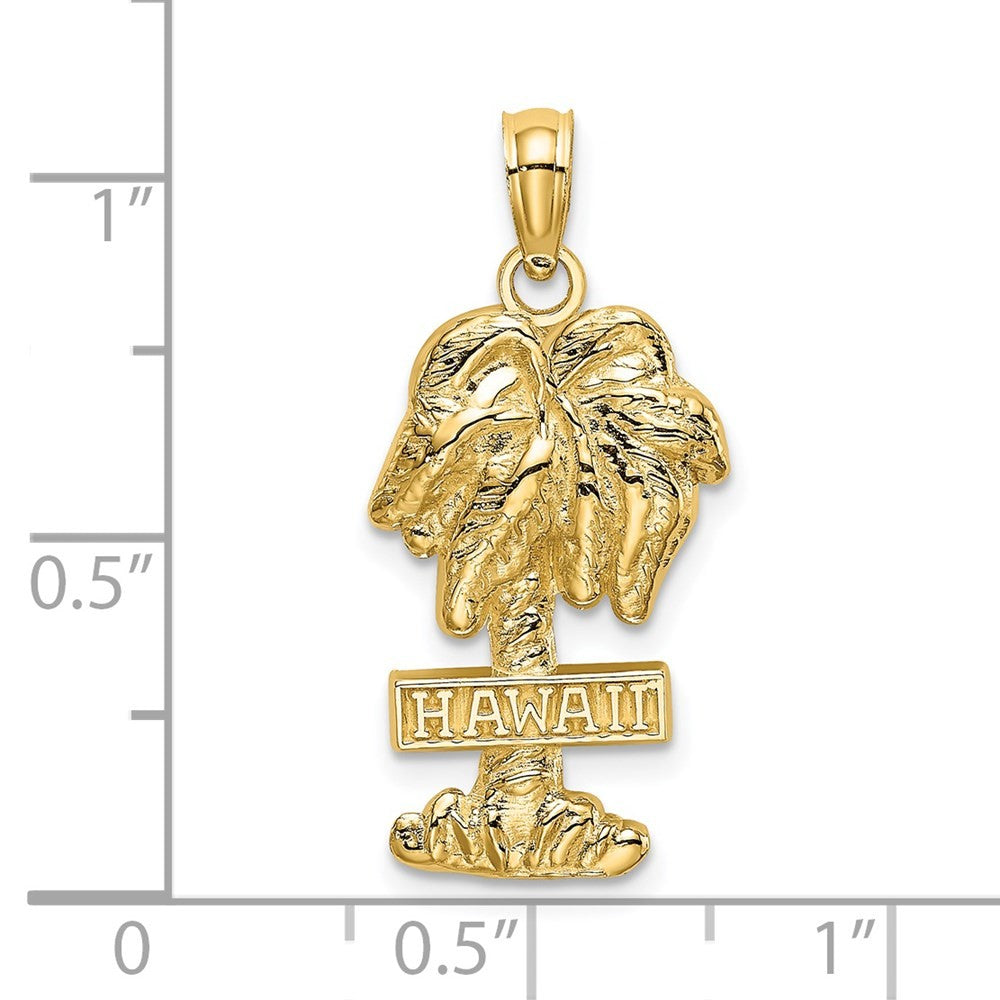 14k Yellow Gold HAWAII Palm Tree Charm Pendant