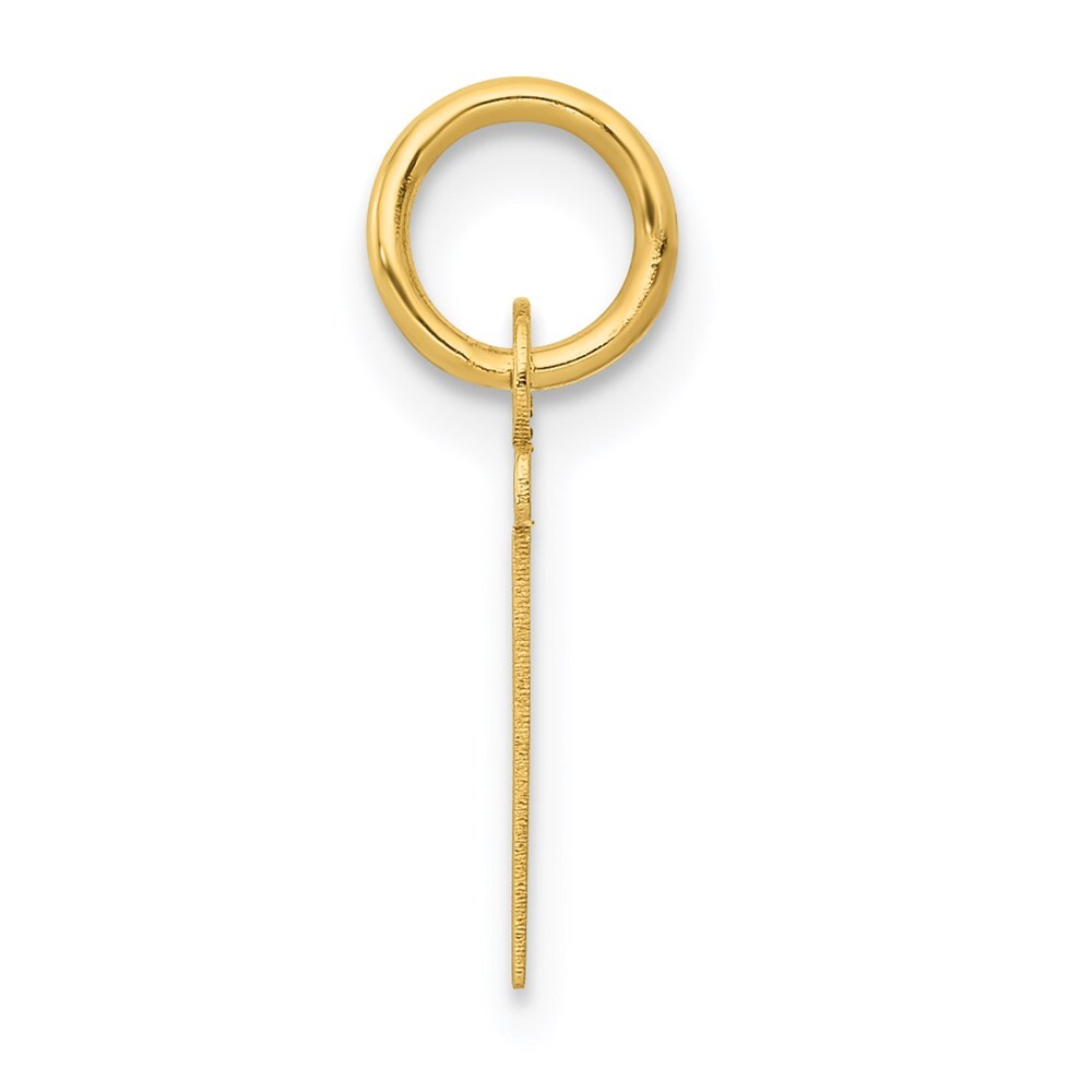 14k Yellow Gold Small Slanted Block Letter T Initial Charm Pendant for Women