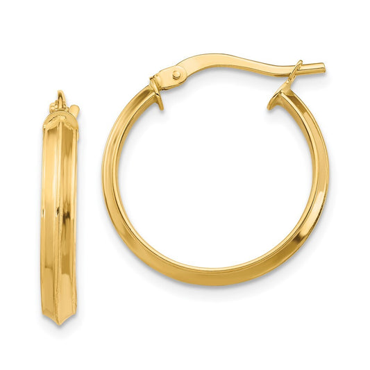 14k Yellow Gold Polished Medium 3mm Hoop Earrings Gift for Women