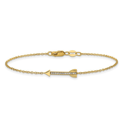 14k Yellow Gold Complete 1/20 carat Diamond Arrow Bracelet