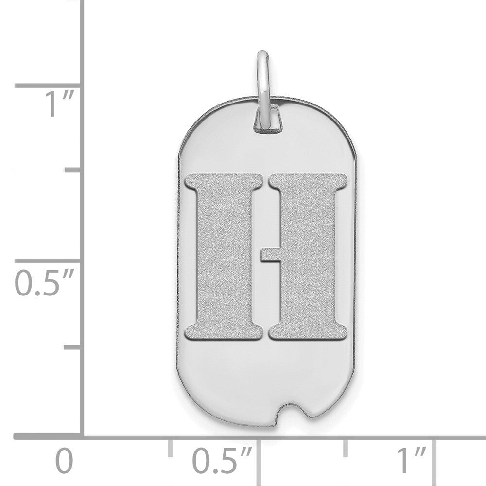 14k White Gold Polished Letter H Initial Dog Tag Pendant for Women