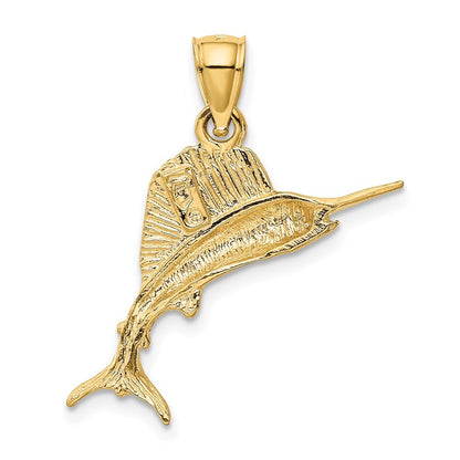 14k Yellow Gold Sailfish Pendant for Women