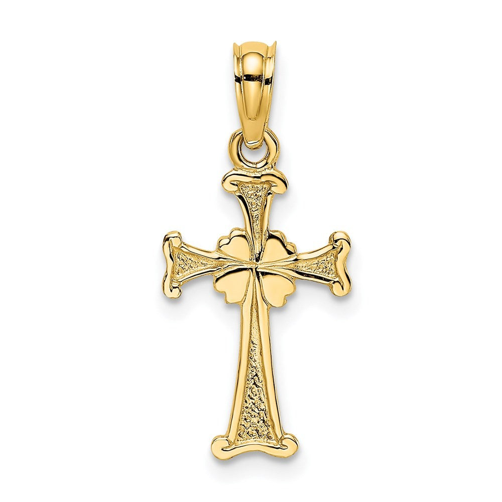14k Yellow Gold 4-Leaf Clover Cross Charm