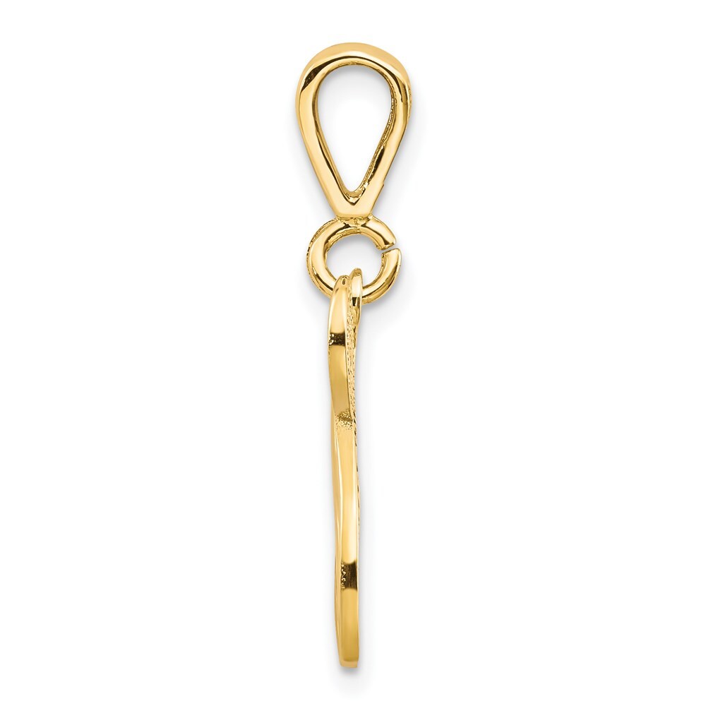 14k Yellow Gold Polished Script Filigree Letter N Initial Pendant for Women