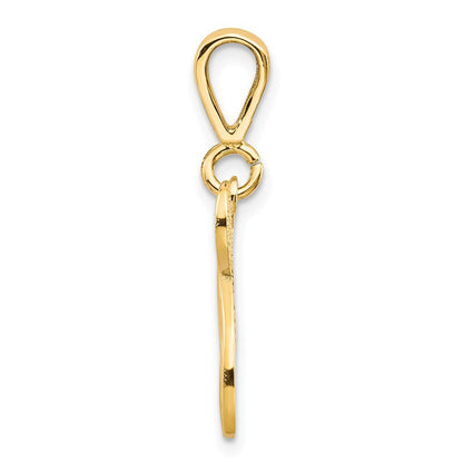 14k Yellow Gold Polished Script Filigree Letter N Initial Pendant for Women