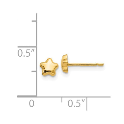 14k Yellow Gold Polished Star Stud Earrings