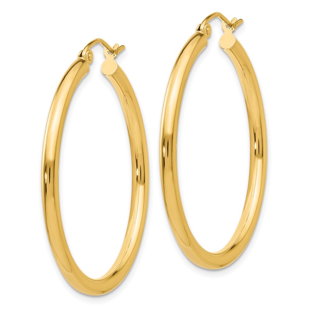14k Yellow Gold Polished 2.5mm Tube Hoop Earrings