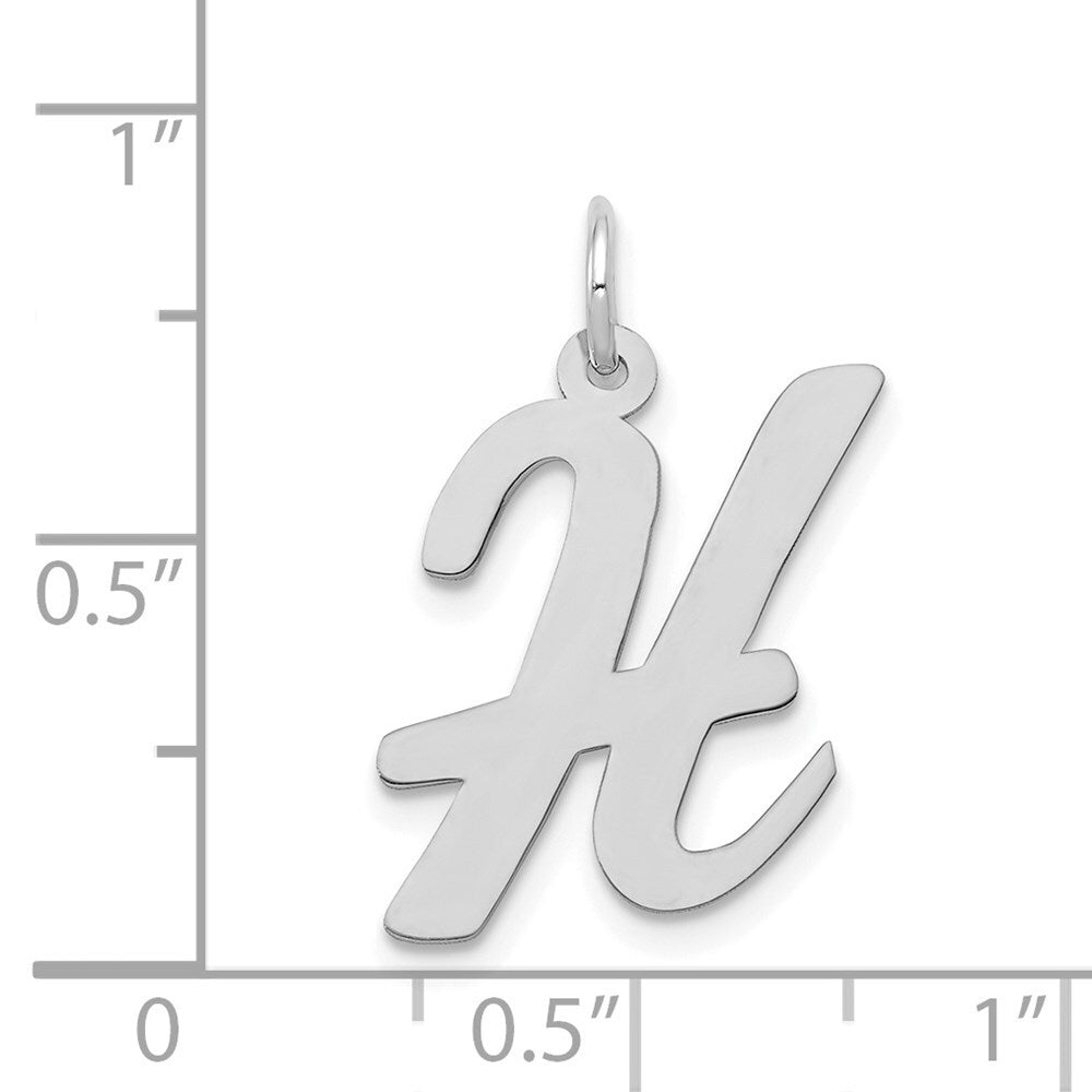 14k White Gold Large Script Letter H Initial Charm Pendant for Women