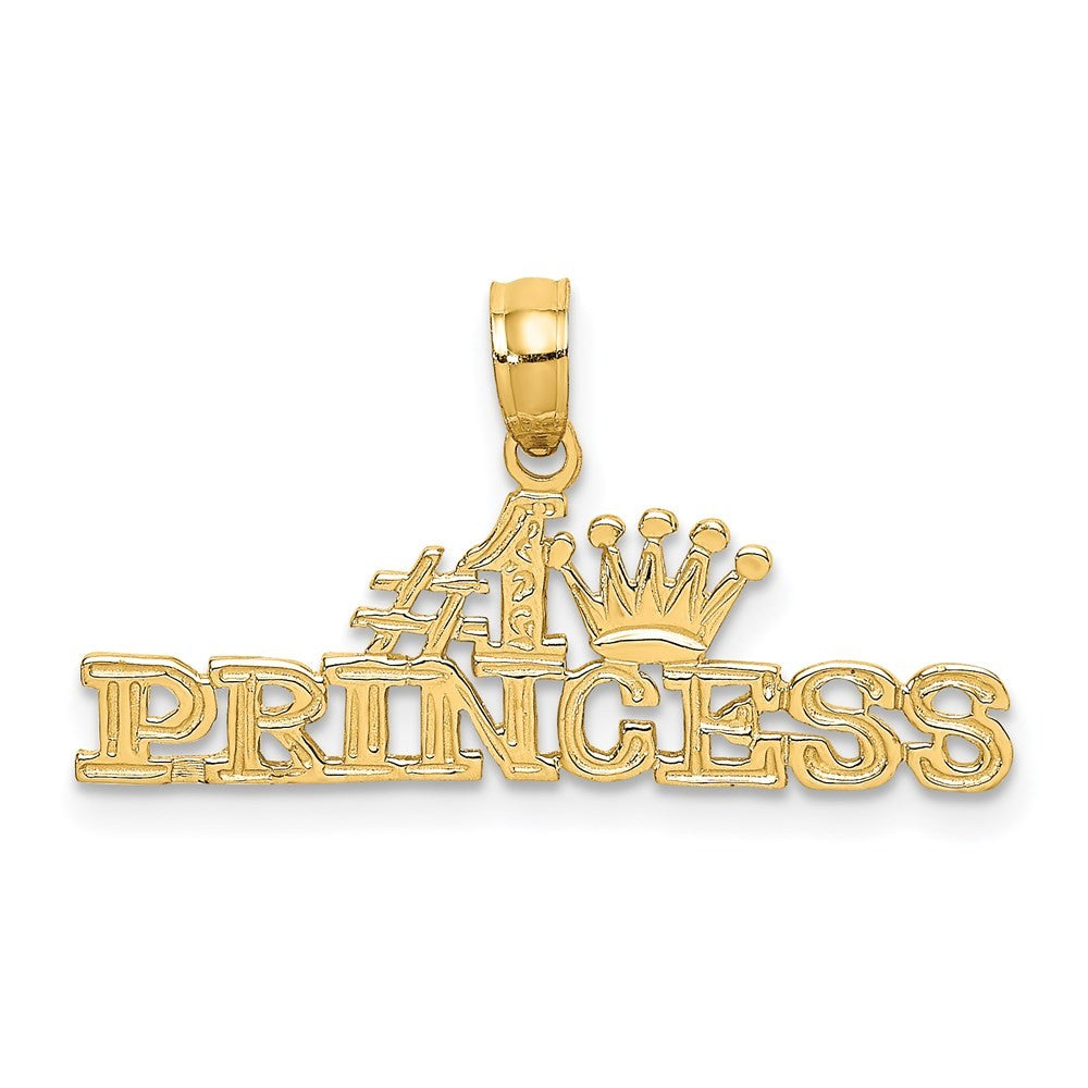 14k Yellow Gold #1 PRINCESS with Crown Charm