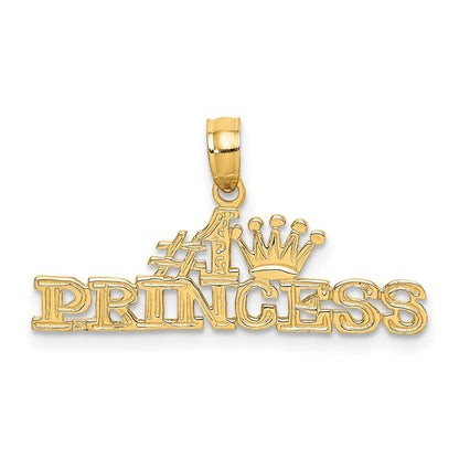 14k Yellow Gold #1 PRINCESS with Crown Charm