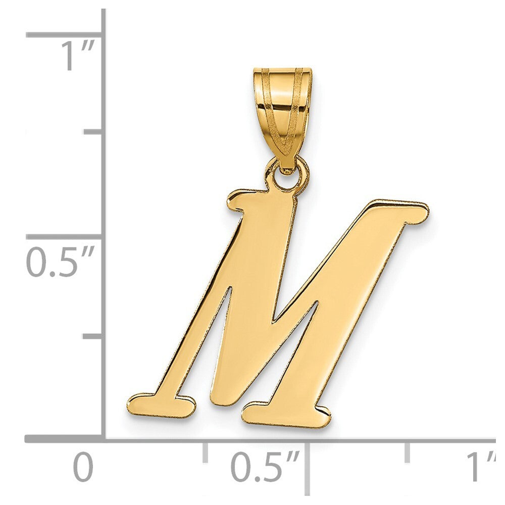 14k Yellow Gold Polished Letter M Initial Pendant for Women