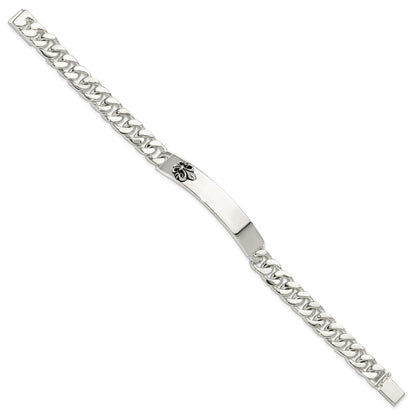 Sterling Silver Antiqued Fleur-de-lis ID Men's Bracelet