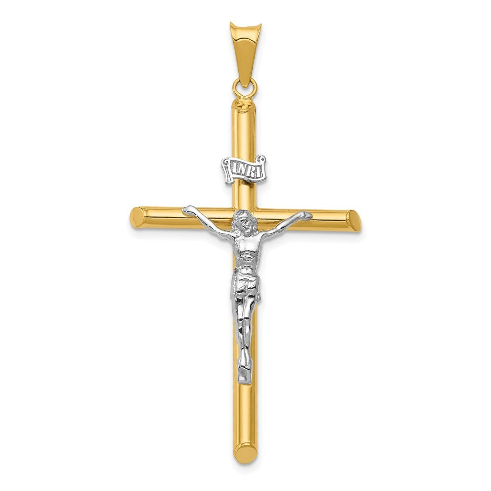 14k Two-tone Gold Polished Jesus Crucifix Pendant for Women