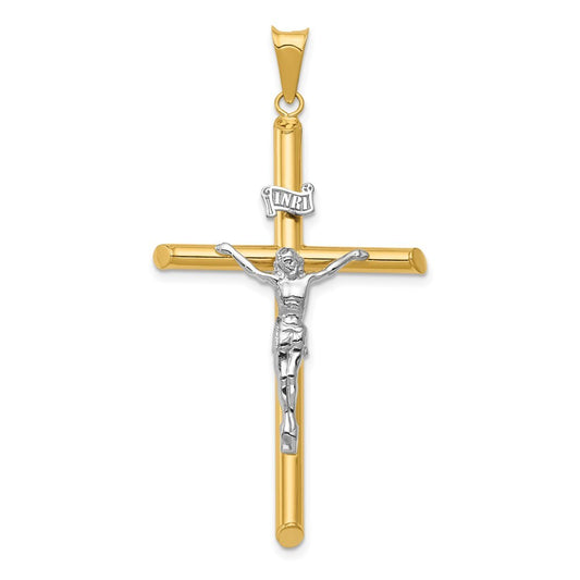 14k Two-tone Gold Polished Jesus Crucifix Pendant for Women