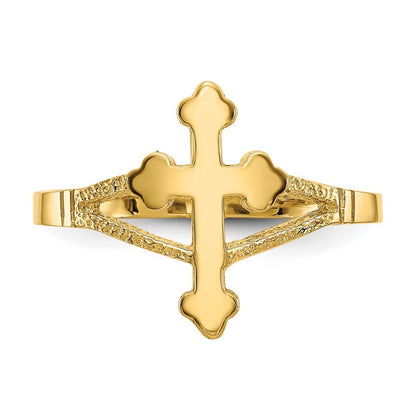 14K Yellow Gold Polished Cross Ring