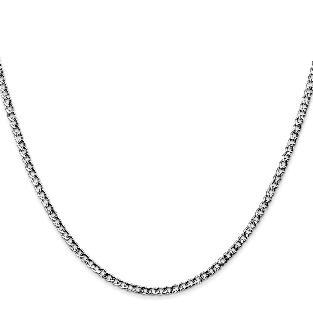 14K White Gold 24 inch 2.5mm Semi-Solid Curb Chain Necklace