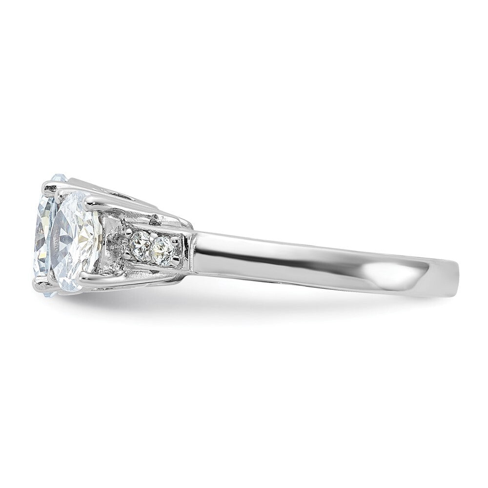 Sterling Silver Rhodium-plated 3 Stone Cubic Zirconia Ring Size 6