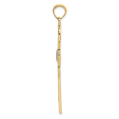 14k Yellow Gold w Rhodium HOPE FAITH LOVE BELIEVE Cross Pendant