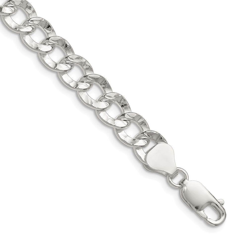 Sterling Silver 7.6mm Hammered Curb Chain Necklace