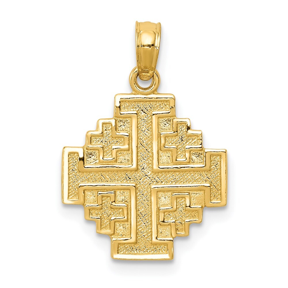 14k Yellow Gold Jerusalem Cross Pendant for Women
