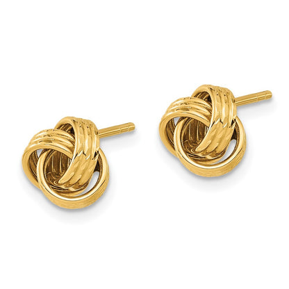 14k Yellow Gold Polished Love knot Stud Earrings Gift for Women